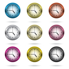 Set of colorful clock icon.