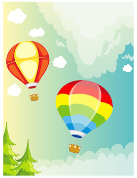 landscape hot air balloon on sky