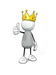 Obraz premium little sketchy man with king crown - thumb up