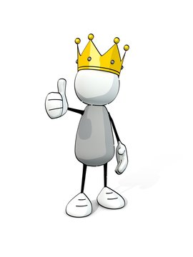 little sketchy man with king crown -  thumb up