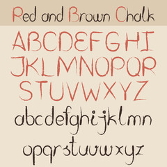 Red and brown chalk alphabet