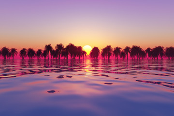 Obraz premium pink tropical sunset