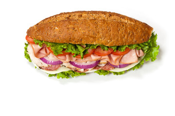 Italian Sub Sandwich with Salami, Tomato, and Lettuce