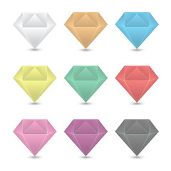 Colorful diamond icons set.