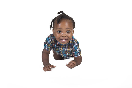 Young toddler isolated on a white background