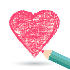 Pencil hand-drawn sketch heart, vector background template
