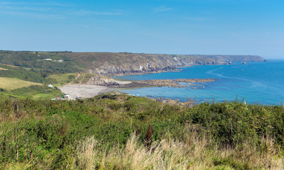 The Lizard peninsula coast Cornwall to Kennack Sands panorama