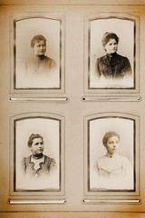 Historische Frauen Fotos in Foto-Album, retro, vintage, sepia