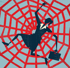 Abstract Businesswoman in Spiders Web