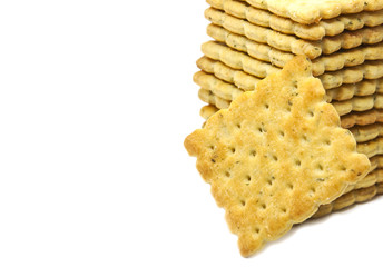 Vegetable cracker on white background