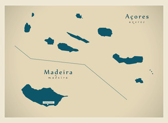 Modern Map - Acores & Madeira Ilha PT