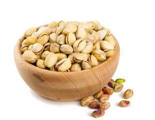 bowl of pistachio isolated on white