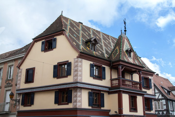 Fototapeta na wymiar Maisons à colombages à Obernai en Alsace, Bas Rhin