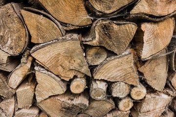 Fototapeta premium closeup of chopped fire wood stack