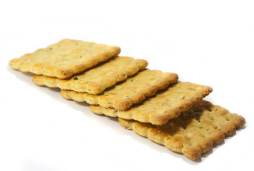 Vegetable cracker on white background