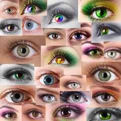 Collage of different photos showing eyes
