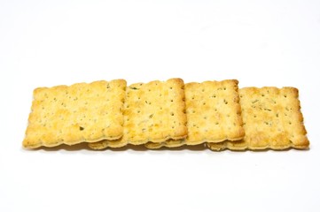 Vegetable cracker on white background