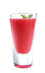 Gazpacho soup in glass isolated on white
