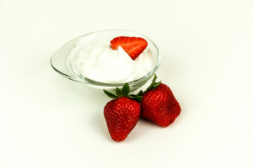 Fresh Ripe Strawberries with Whipped Cream