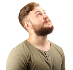 Obraz premium Portrait of handsome man with beard isolated on white