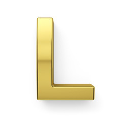 3d render of golden alphabet letter simbol - L