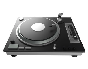 black turntable isolated on white background with clipping mask