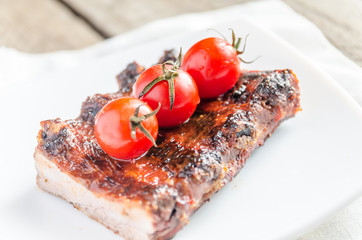 Grilled pork ribs in barbecue sauce