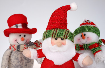 Christmas dolls,Santa Claus and two snowmen