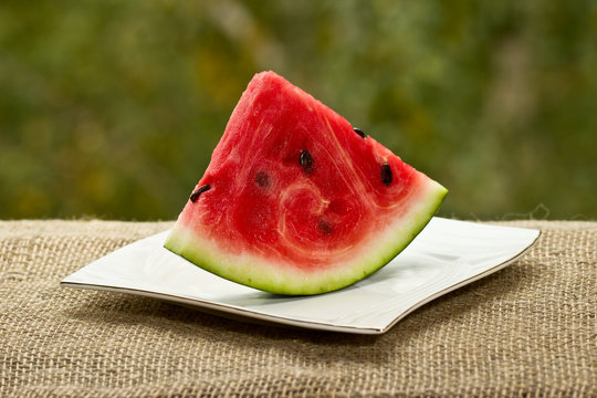 One slice of red watermelon