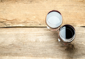 Two Glasses of Red Wine. The Top View