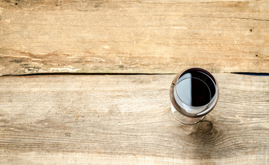 Red Wine In A Wine Glass. The Top View