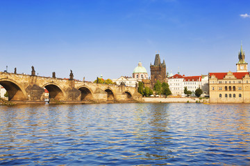 Naklejka premium View of Prague and Charles bridge