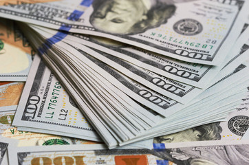 Background dollar bills close up