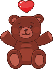 Obraz premium Teddy bear with his arms up and heart