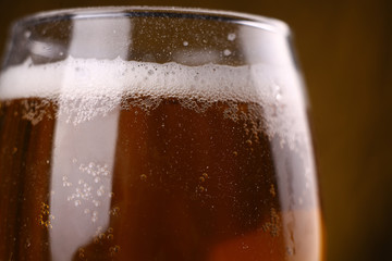Beer glass closeup