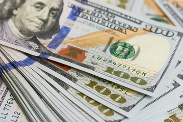 Background dollar bills close up