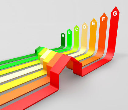 Energy efficiency concept.houses certified in energetic classes
