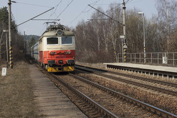 Obraz premium passenger train pulls into the station