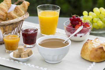 Sunny breakfast in garden