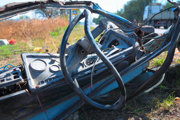 The truck cabin after the crash