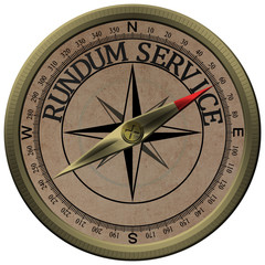 Fototapeta na wymiar Bronce Kompass Rundum Service