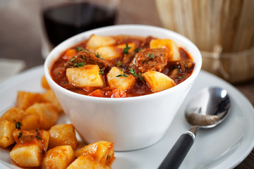 Hot stew with potatoes