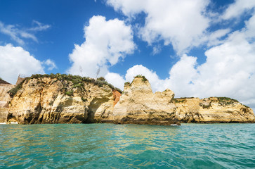 Fototapeta na wymiar Scenic view of a coastline landscape in Lagos, Algarve, Portugal