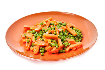 cooked peas and carrots