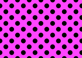 Pink background with black polka dots