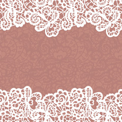 Seamless lace border. Invitation card.