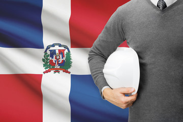Architect with flag on background  - Dominican Republic
