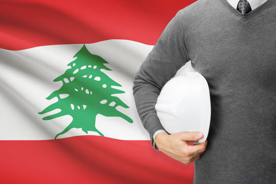 Architect with flag on background  - Lebanon