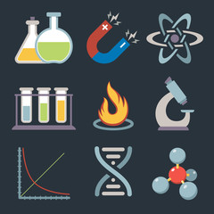 Physics science icons