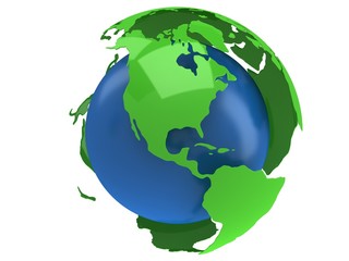 Earth planet globe. 3D render. America view.